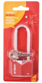 (image for) AMTECH LONG SHACKLE RHOMBIC CHROME PLATED IRON PADLOCK-40MM