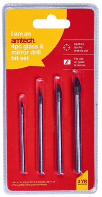 (image for) AMTECH GLASS AND MIRROR DRILL BIT SET-4PC