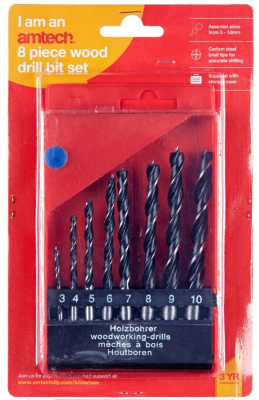 (image for) AMTECH WOOD DRILL BIT SET -8PC