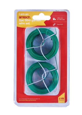 (image for) AMTECH PLASTIC COATED GARDEN WIRE SET 50M-2S