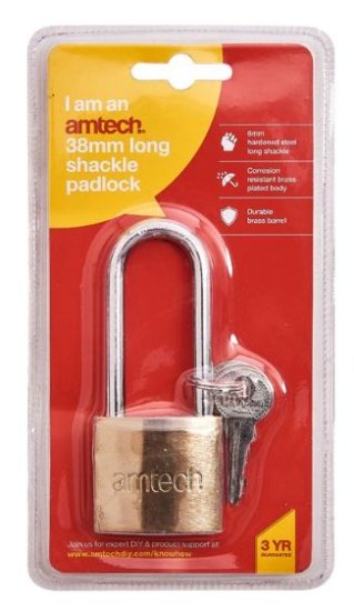 (image for) AMTECH LONG SHACKLE PADLOCK -38MM
