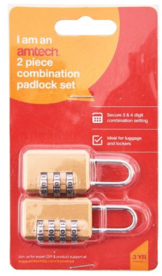 (image for) AMTECH COMBINATION PADLOCK SET -2PC