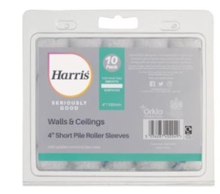 (image for) HARRIS WALLS & CEILLINGS SHORT PILE ROLLER SLEEVES - 4INCH X 10S