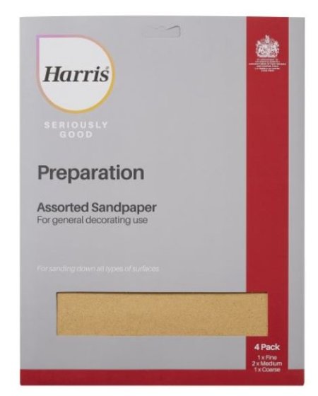 (image for) HARRIS SERIOUSLY GOOD SANDPAPER ASSORTED FOR GENERAL DECORATING USE - 4S