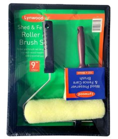 (image for) LYNWOOD SHED & FENCE PAINT ROLLER PAINT BRUSH SET - 9INCH