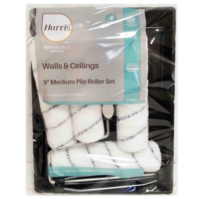 (image for) HARRIS SERIOUSLY GOOD WALLS & CEILINGS ROLLER SET MEDIUM PILE - 4PCS - 9INCH