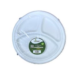 (image for) ECO BIO-DEGRADABLE PLATE 3 COMPARTMENT 8S -10""