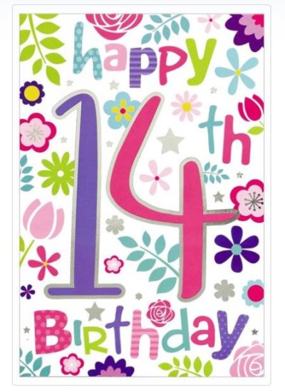 (image for) SEL B/DAY CARD- AGE 14 GIRL