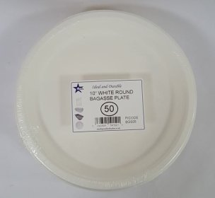 (image for) SDL BAGASSE PLATE ROUN WHI 50S - 10"