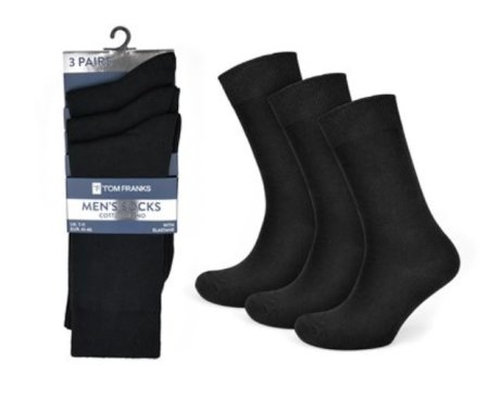 (image for) RJM MENS SOCKS PLAIN BLACK 3PK - (6-11)