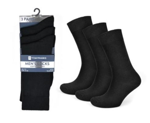 (image for) RJM MENS SOCKS PLAIN BLACK 3PK - (6-11)