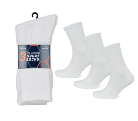 (image for) RJM MENS SOCKS SPORT WHITE 3PK - (6-11)