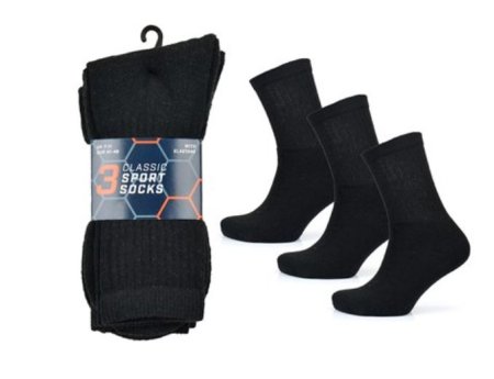 (image for) RJM MENS SOCKS SPORT BLACK 3PK - (6-11)