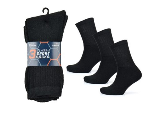 (image for) RJM MENS SOCKS SPORT BLACK 3PK - (6-11)