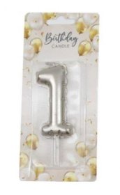 (image for) SIL B/DAY CANDLE BALLON SILV 1