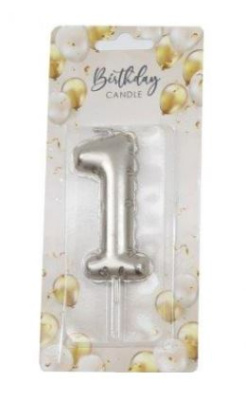 (image for) SIL B/DAY CANDLE BALLON SILV 1