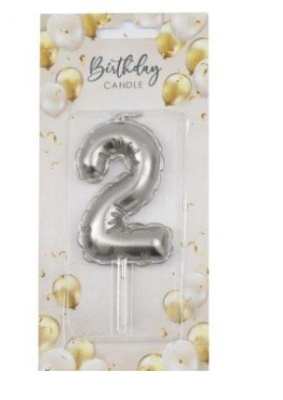 (image for) SIL B/DAY CANDLE BALLON SILV 2