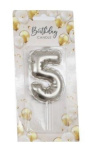 (image for) SIL B/DAY CANDLE BALLON SILV 5