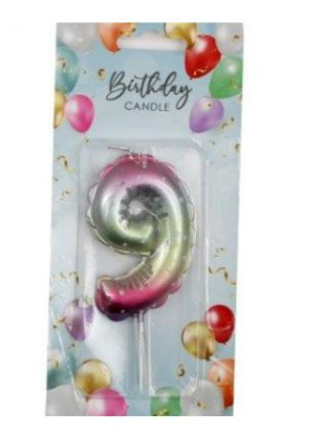 (image for) SIL B/DAY CANDLE BALLON R/B 9