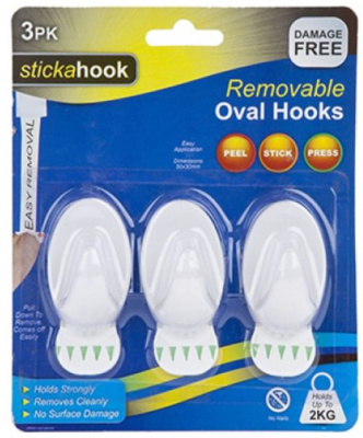 (image for) PMS REMOVABLE STICK OVAL HOOKS