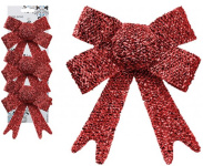(image for) XMAS TINSEL BOWS 10X13X3CM RED