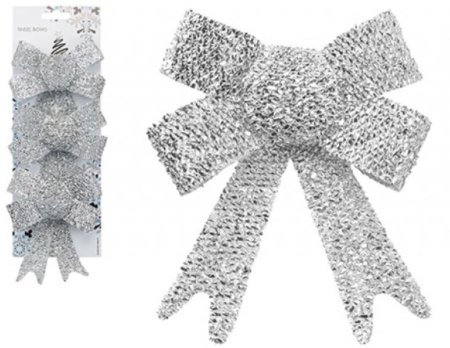 (image for) XMAS TINSEL BOWS 10X13X3CM SIL
