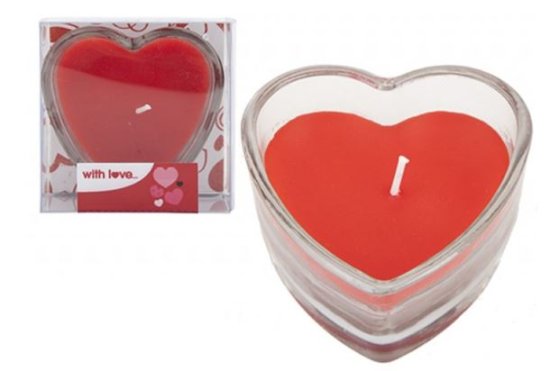(image for) PMS HEART SHAPE CANDLE IN JAR