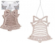 (image for) XMAS HANG BELL GLITTER R/GOLD