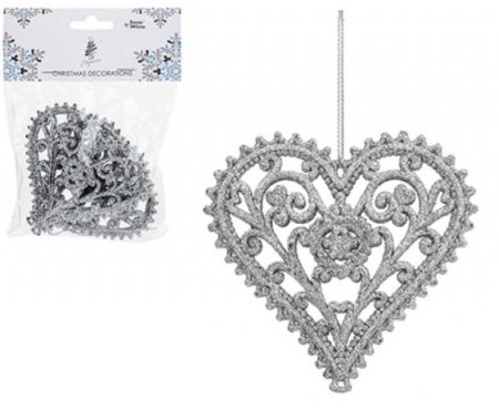 (image for) XMAS HANG HEARTS GLITTER SILVE