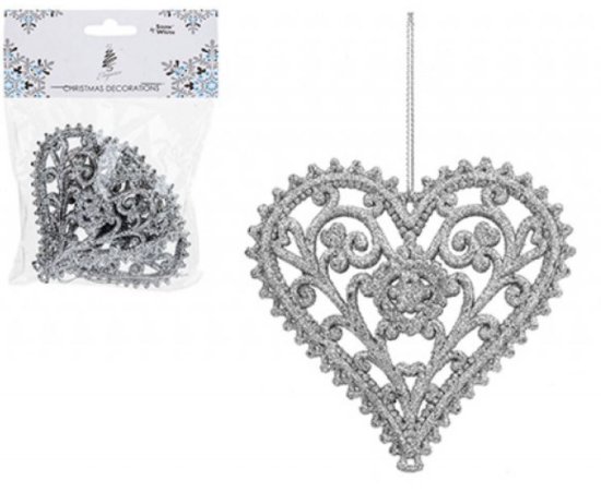 (image for) XMAS HANG HEARTS GLITTER SILVE