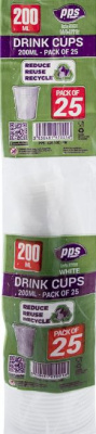 (image for) PPS PLASTIC CUP WHITE 25S