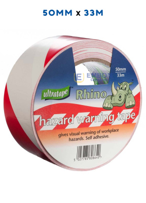 (image for) RHINO HAZARD TAPE RED/WHITE 33M-50MM
