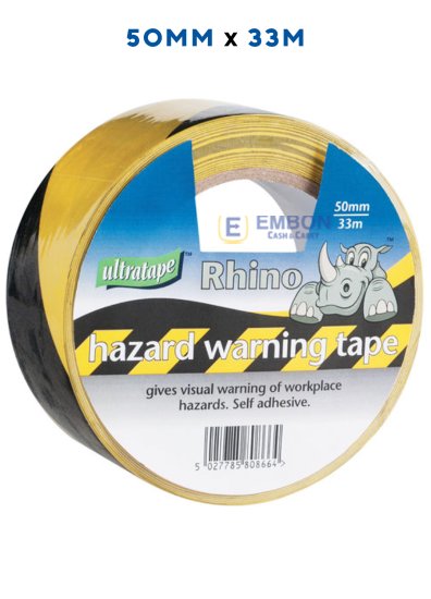 (image for) RHINO HAZARD TAPE BLACK/YELLOW 33M-50MM