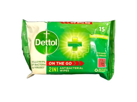 (image for) DETTOL WIPES 2IN1 HAND&SURFACE ANTI BACTERIAL - 15S