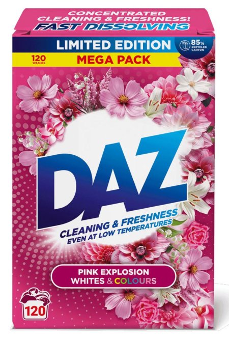 (image for) DAZ WASHING POWDER WHITE&COLOURS PINK 120WASH - 6KG