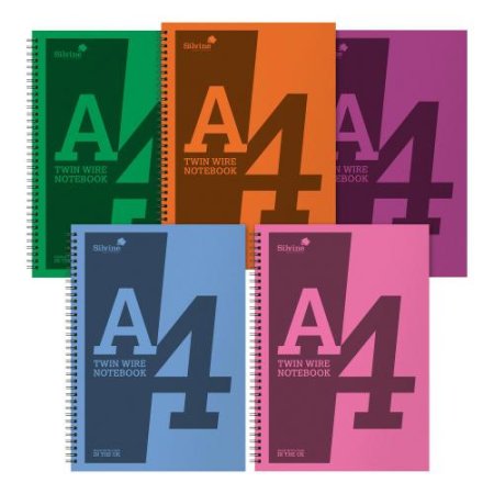 (image for) SILVINE TWIN WIRE NOTEBOOK ASSORTED 160PAGE - A4