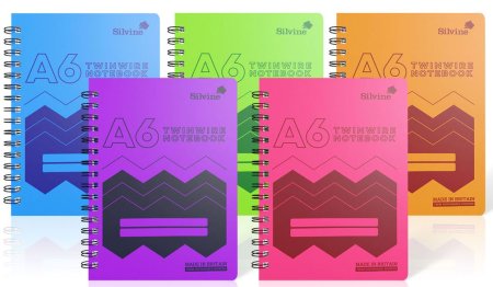 (image for) SILVINE TWIN WIRE NOTEBOOK ASSORTED 160PAGE - A6