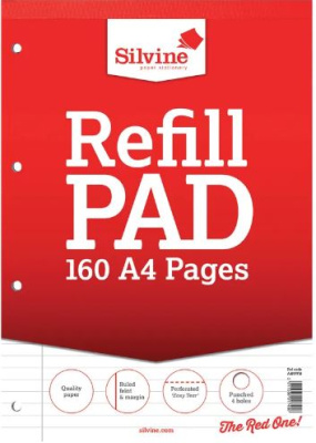 (image for) SILVINE REFILL PAD RED 160PAGES - A4