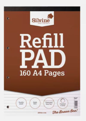 (image for) SILVINE REFILL PAD BROWN 160PAGES - A4