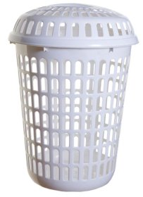 (image for) LAUNDRY BASKET ROUND+LID WHITE