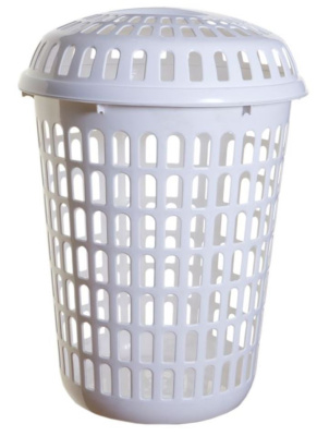 (image for) LAUNDRY BASKET ROUND+LID WHITE