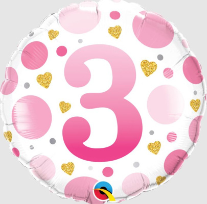 (image for) QT FOIL BALLOON AGE 3 PINK