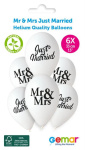 (image for) GEMAR PRINTED BALLOON MR & MRS JUST MARRIED 6S - 13""