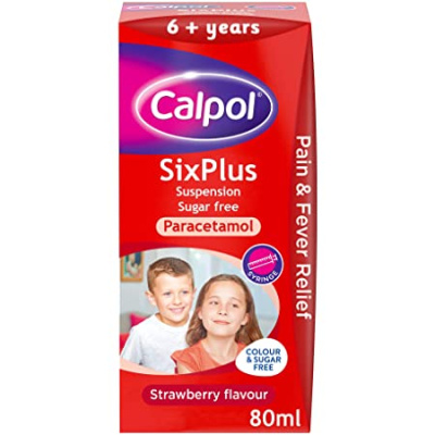 (image for) CALPOL SUGAR FREE BOTTLE+SYRINGE 6+YEARS - 80ML
