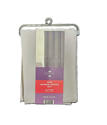 (image for) HL SHOWER CURTAIN+HOOKS GREY