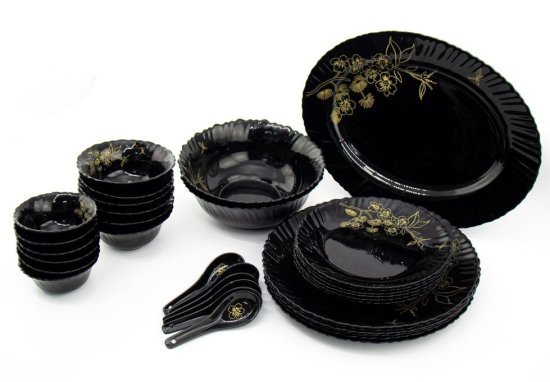 (image for) DUR OPAL GLASS DINNER BLK 33PC