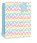 (image for) TALLON GIFT BAG PASTEL ZIG ZAG - LARGE