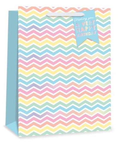 (image for) TALLON GIFT BAG PASTEL ZIG ZAG - LARGE