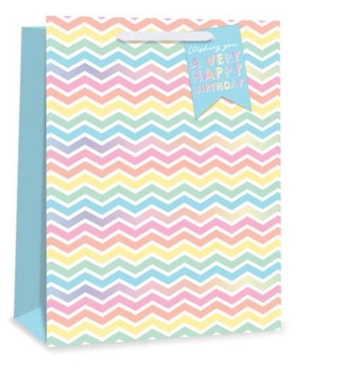 (image for) TALLON GIFT BAG PASTEL ZIG ZAG - LARGE