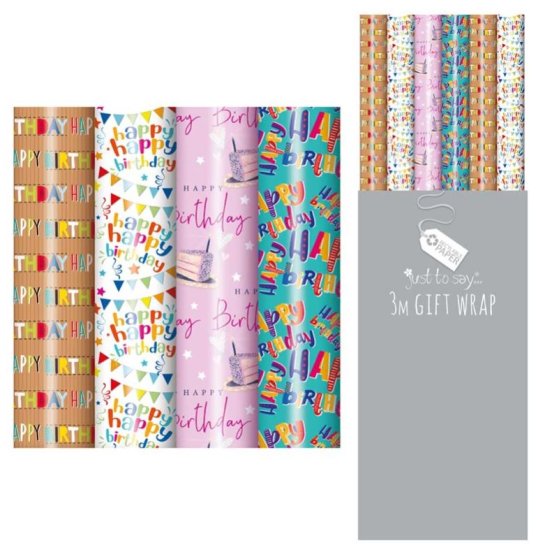 (image for) Tallon Gift-Wrap Happy Birthday Designs Assorted - 3METRE